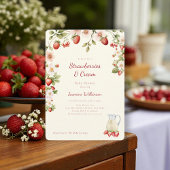 Wasserfarbe Erdbeere Creme Babydusche Einladung