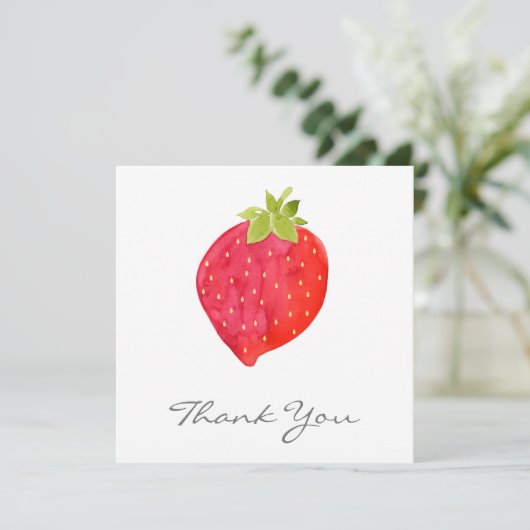 Wasserfarbe Erdbeere Dankeskarte (Stehend Vorderseite)