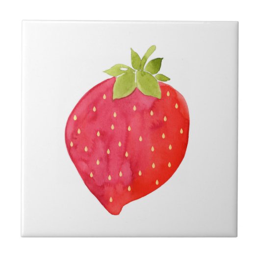 Wasserfarbe Erdbeere Fliese (Vorderseite)