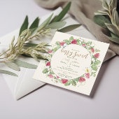 Wasserfarbe Erdbeere Floral Boho Babydusche Einladung