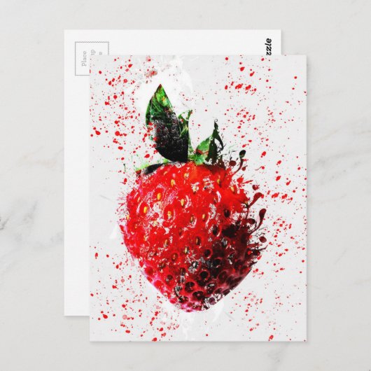 Wasserfarbe Erdbeere Frucht Lebensmittelstruktur Postkarte (Vorne/Hinten)