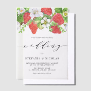 Wasserfarbe Erdbeere Garland Botanische Hochzeit Pergament Einladungen