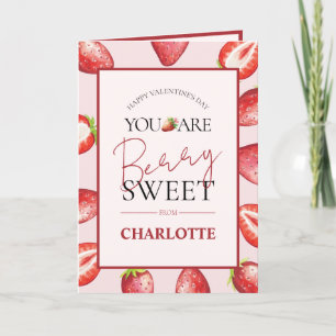 Wasserfarbe Erdbeere Girly Valentine's Day geklapp Feiertagskarte