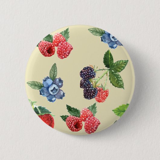 Wasserfarbe Erdbeere Himbeere Muster Currant Button (Vorderseite)