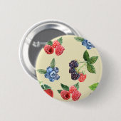 Wasserfarbe Erdbeere Himbeere Muster Currant Button (Vorne & Hinten)