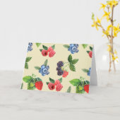 Wasserfarbe Erdbeere Himbeere Muster Currant Karte (Gelbe Blume)