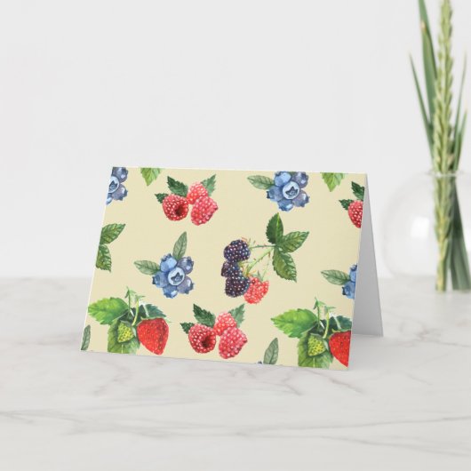 Wasserfarbe Erdbeere Himbeere Muster Currant Karte (Vorderseite)