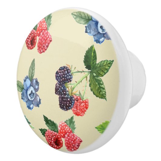 Wasserfarbe Erdbeere Himbeere Muster Currant Keramikknauf (Rechts)