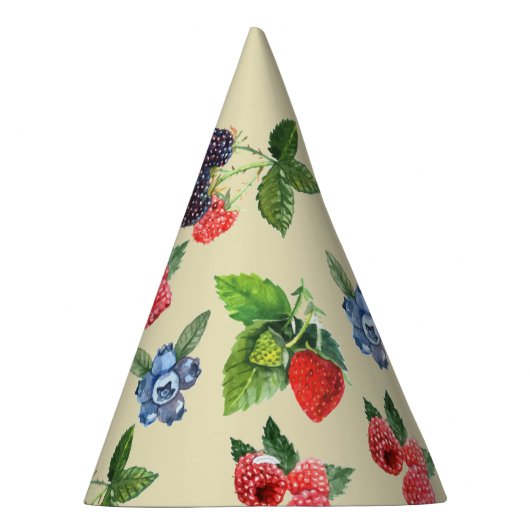 Wasserfarbe Erdbeere Himbeere Muster Currant Partyhütchen (Rechts)