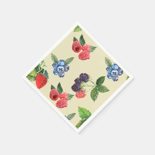 Wasserfarbe Erdbeere Himbeere Muster Currant Serviette (Ecke)