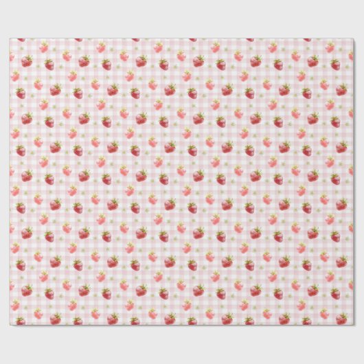 Wasserfarbe Erdbeere Kariert rosa Muster Geschenkpapier (Flach)