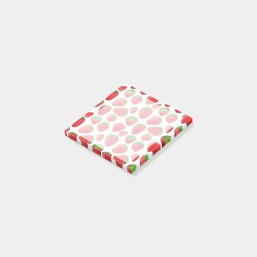 Wasserfarbe Erdbeere Post-it Klebezettel (angewinkelt)