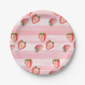 Wasserfarbe Erdbeere Rosa Streifen Pappteller (Vorderseite)