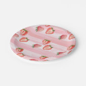 Wasserfarbe Erdbeere Rosa Streifen Pappteller (Schrägansicht)