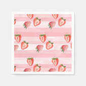 Wasserfarbe Erdbeere Rosa Streifen Serviette (Vorderseite)