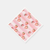 Wasserfarbe Erdbeere Rosa Streifen Serviette (Ecke)
