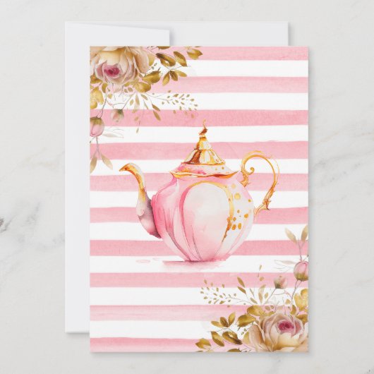 Wasserfarbe Erdbeere Tee Party Babydusche Einladung (Rückseite)