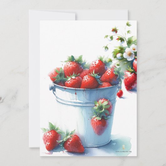 Wasserfarbe Erdbeere Vielen Dank Hinweis Karten (Rückseite)