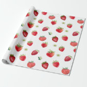 Wasserfarbe Erdbeeren Blume Obst und Erdbeeren Geschenkpapier (Ungerollt)