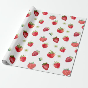 Wasserfarbe Erdbeeren Blume Obst und Erdbeeren Geschenkpapier
