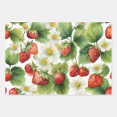 Wasserfarbe Erdbeeren Blume Obst und Erdbeeren Geschenkpapier Set (Vorderseite)