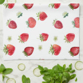 Wasserfarbe Erdbeeren Blume Obst und Erdbeeren Geschirrtuch (Gefaltet)