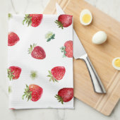 Wasserfarbe Erdbeeren Blume Obst und Erdbeeren Geschirrtuch (Viertel Falte)