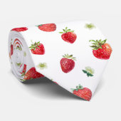Wasserfarbe Erdbeeren Blume Obst und Erdbeeren Krawatte (Gerollt)
