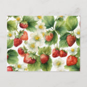 Wasserfarbe Erdbeeren Blume Obst und Erdbeeren Postkarte (Vorderseite)