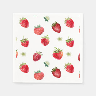 Wasserfarbe Erdbeeren Blume Obst und Erdbeeren Serviette