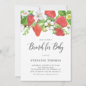 Wasserfarbe Erdbeeren Botanisches Baby Brunch Einladung (Vorderseite)