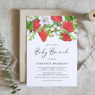 Wasserfarbe Erdbeeren Botanisches Baby Brunch Einladung