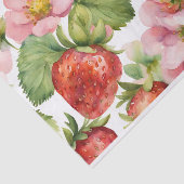 Wasserfarbe Erdbeeren Früchte und rosa Blume Seidenpapier (Ausschnitt)