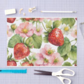 Wasserfarbe Erdbeeren Früchte und rosa Blume Seidenpapier (Handwerk)