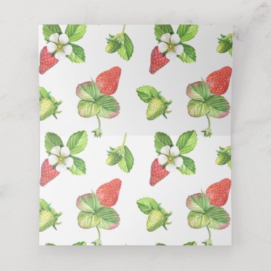 Wasserfarbe Erdbeeren Garland Botanischer Sommer Platzkarte (Innenseite Aufgefaltet)