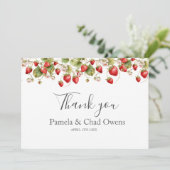 Wasserfarbe Erdbeeren Hochzeit Danke (Stehend Vorderseite)