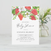 Wasserfarbe Erdbeeren Sommerdusche Einladung (Stehend Vorderseite)