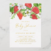 Wasserfarbe Erdbeeren Sommerdusche Folieneinladung (Vorderseite)