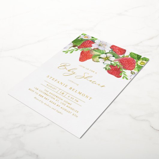Wasserfarbe Erdbeeren Sommerdusche Folieneinladung (Gedreht)