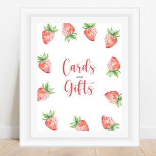 Wasserfarbe Erdbeerkarten und Geschenke Babydusche Poster