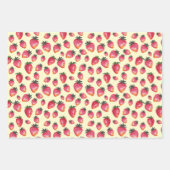 Wasserfarbe Erdbeermuster handgemalt Boho Geschenkpapier Set (Vorderseite 3)