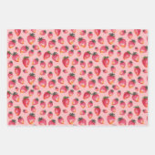 Wasserfarbe Erdbeermuster handgemalt Boho Geschenkpapier Set (Vorderseite 2)