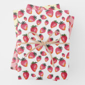 Wasserfarbe Erdbeermuster handgemalt Boho Geschenkpapier Set (Beispiel)