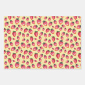 Wasserfarbe Erdbeermuster handgemalt Boho Geschenkpapier Set (Vorderseite 3)