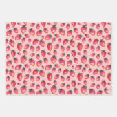 Wasserfarbe Erdbeermuster handgemalt Boho Geschenkpapier Set (Vorderseite)