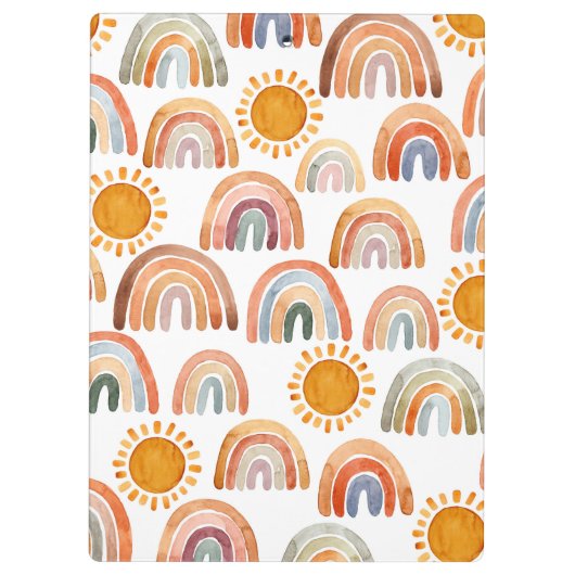 Wasserfarbe Erde Moderne Boho Regenbogen Name Klemmbrett (Rückseite)