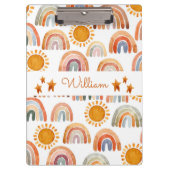 Wasserfarbe Erde Moderne Boho Regenbogen Name Klemmbrett (Vorderseite)