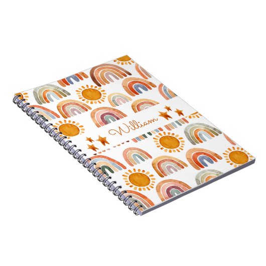 Wasserfarbe Erde Moderne Boho Regenbogen Name Notizblock (Rechte Seite)