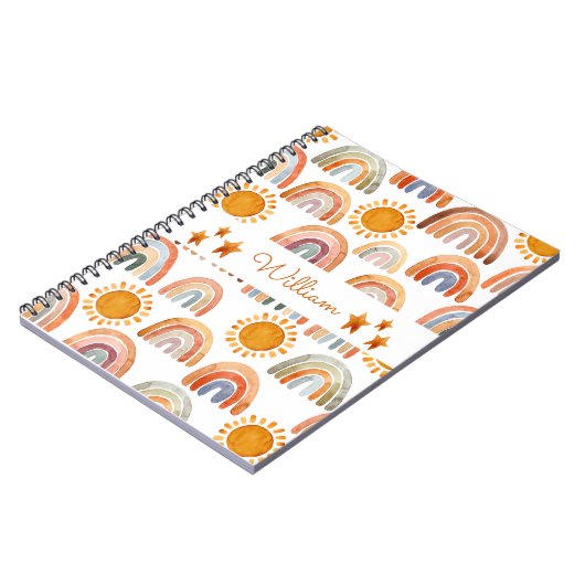 Wasserfarbe Erde Moderne Boho Regenbogen Name Notizblock (Linke Seite)