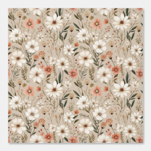 Wasserfarbe Erde Tone Boho Koralle Rosa Weiße Flor Tapete